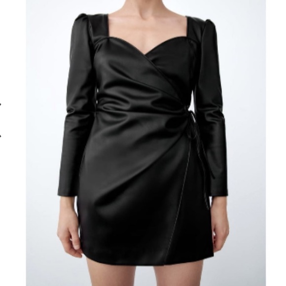 Zara Dresses Zara Faux Leather Wrap Dress Poshmark
